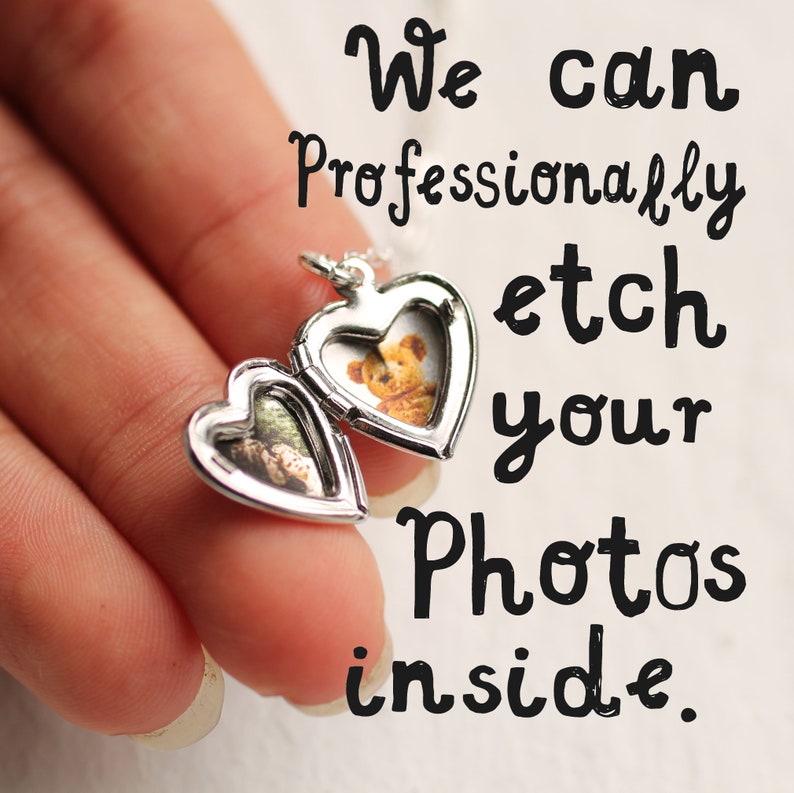 Silver Locket Necklace, Personalised Photo Heart Locket, Customized Locket with Pictures, Personalized Pet Portrait Gift TINY HEART SILVER zdjęcie 2