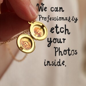 Gold Locket with Photos, Tiny Locket Necklace, Personalised Photo Necklace, Best Friend Photo Locket, Engraved Initial, TINY ROUND LOCKET image 3