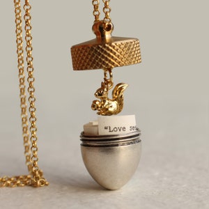 Medallón de Bellota, Collar de Bellota, Medallón de Mensaje Secreto, Collar Personalizado, Regalo de Mejor Amigo, Propuesta, LOCKET DE BELLOTA VICEVERSA