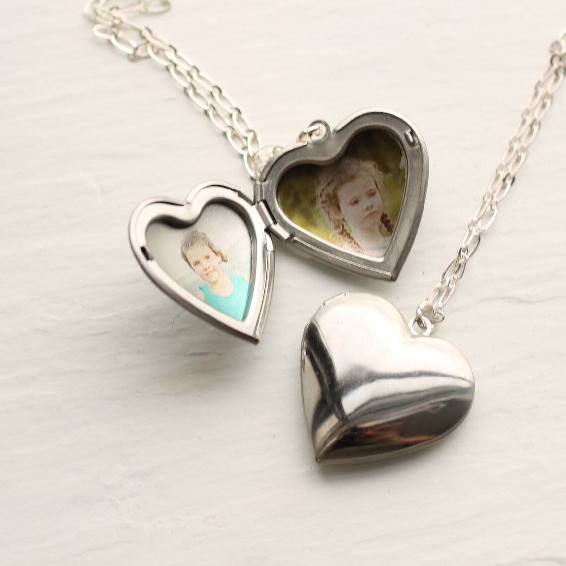 Girls Heart Necklace Locket with Photos Inside Daughter Etsy