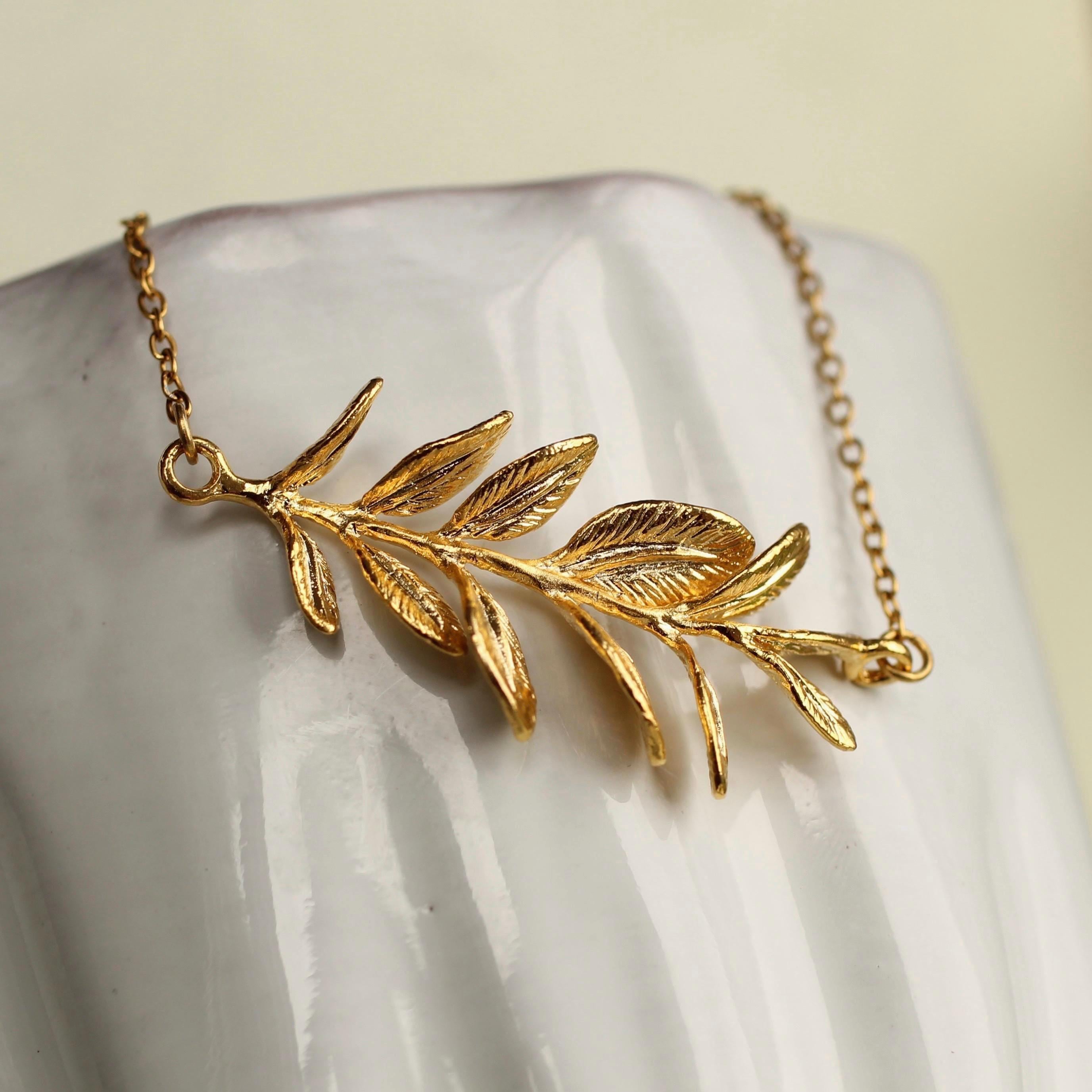 金枝玉葉のペンダント ゴールドの枝葉ネックレス：リアルな木のペンダント - Etsy 日本