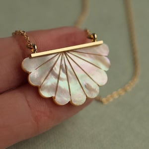 Art Deco Mother of Pearl Necklace: Bridal Wedding Jewelry