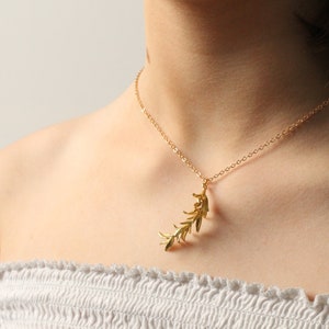 Rosemary Leaf Necklace, Gold Botanical Wildflower Necklace, Branch Necklace, Natural Organic Jewellery ROSEMARY NECKLACE image 3