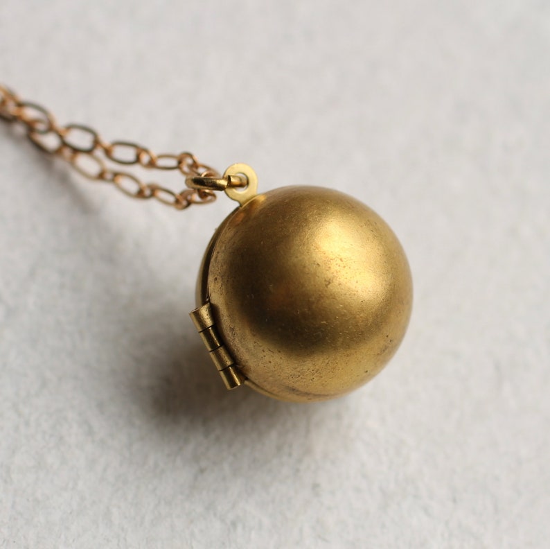 Gold Ball Pendant Sphere Locket Personalised Message I Miss Etsy