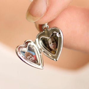 Personalized Photo Heart Locket Necklace: Tiny Silver Keepsake, LKSP-24