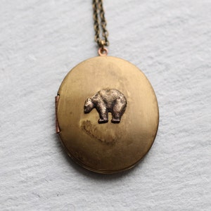 Wild Bear Locket, Personalized Pendant, Photo Jewelry, Customized Locket, Personalised Locket, Vintage Locket, BEAR LOCKET