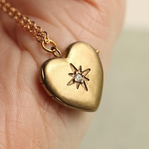 Personalized Gold Heart Locket: Necklace with Photos and Engraving, Solid Brass, LKGP-45