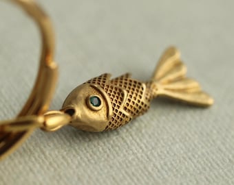 Goldfisch Schlüsselanhänger: Vintage Gelenkfisch Glücksbringer