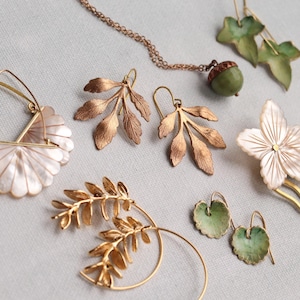 Olive Green Leaf Earrings: Bohemian Jewelry for Autumn Fall image 10