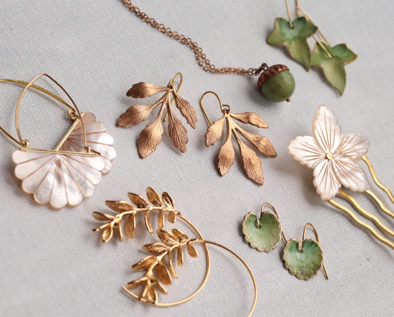 Olive Green Leaf Earrings: Bohemian Jewelry for Autumn Fall image 10