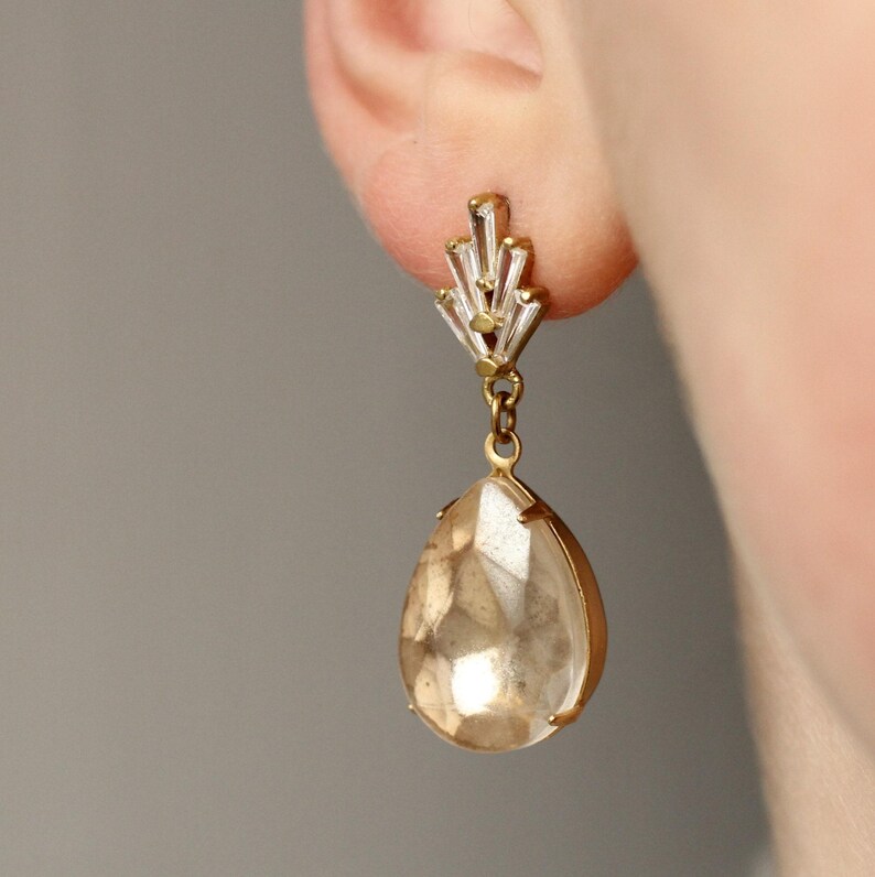 Art Deco Brautohrringe: Vintage Glaskristall, 1920er Jahre Schmuck Bild 2