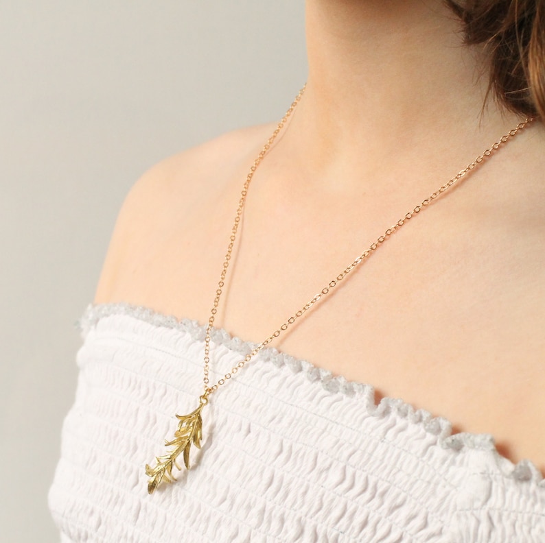 Rosemary Leaf Necklace, Gold Botanical Wildflower Necklace, Branch Necklace, Natural Organic Jewellery ROSEMARY NECKLACE image 5