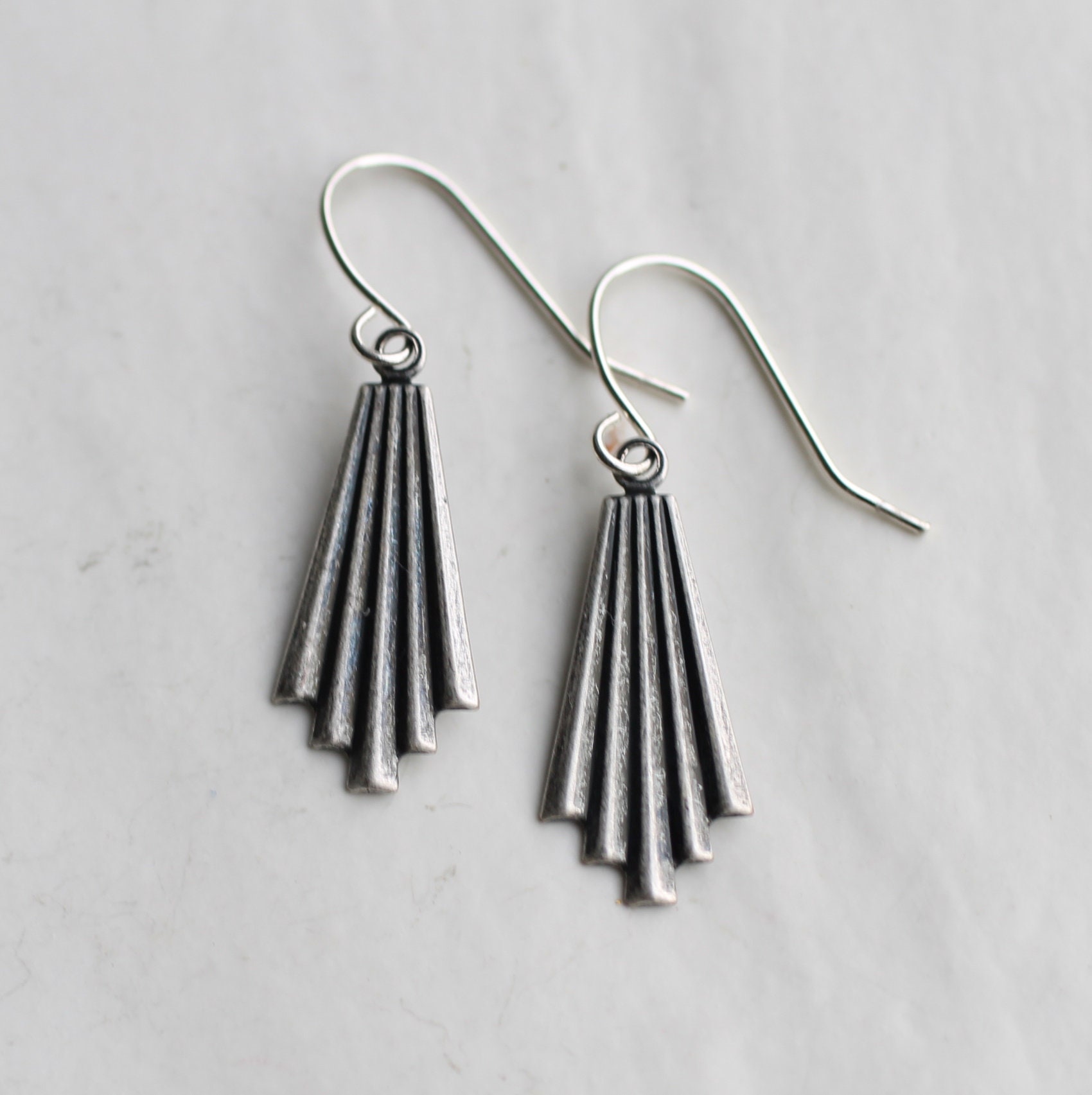 modern earrings laser-cut earrings silver art deco earrings black art deco earrings silver and black earrings striped earrings