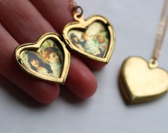 Médaillon collier coeur avec photos, collier coeur en or, cadeau mère fille, collier nom personnalisé, collier enfant, médaillon coeur MED