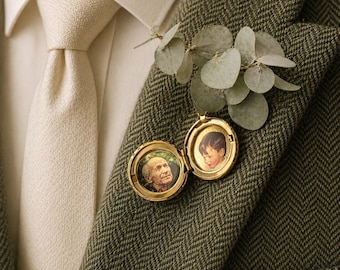 Gepersonaliseerde fotospeld voor bruidegom: gegraveerd trouwmedaillon; Bruidsboeketbedel, cadeau getuige LKGP-42