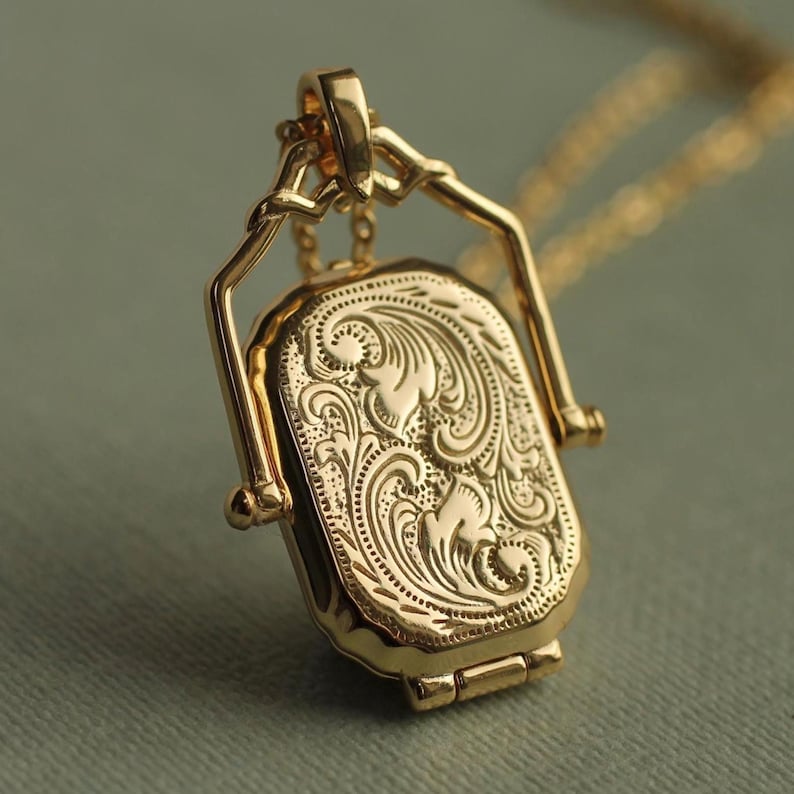 Sterling Silver Victorian Locket Necklace: Personalized Engraved Locket ...