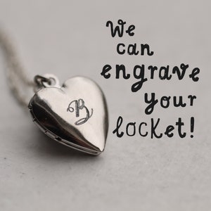 Silver Engraved Locket with Photos, Tiny Heart Locket, Personalised Photo Necklace, Customized Engraved Necklace, TINY HEART SILVER zdjęcie 3