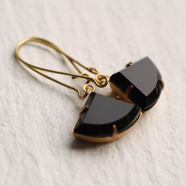 Black Art Deco Earrings, Jet Earrings, Jewel Earrings, Art Deco Jewelry, Black Earrings, Gift for Women, JET DECO EARRINGS