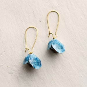 Bluebell Earrings ... Vintage Brass Blue Cornflower Gold Flower Bud, BLUEBELL EARRINGS image 7