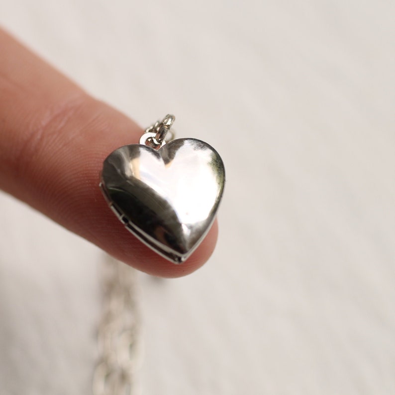 Silver Engraved Locket with Photos, Tiny Heart Locket, Personalised Photo Necklace, Customized Engraved Necklace, TINY HEART SILVER image 7