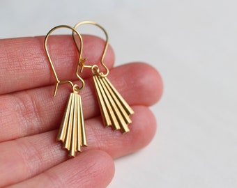 Gold Art Deco Earrings, Art Nouveau Earrings, Gold Drop Earrings, Gift for Women, Geometric Chrysler Vintage Modern CHRYSLER EAR