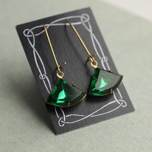 Emerald Green Art Deco Earrings, Vintage Deco Earrings, May Birthstone, Emerald Gift, May Birthday Gift, EMERALD DECO EARRINGS image 3