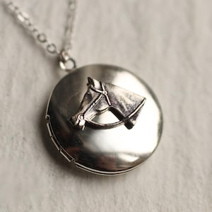 Personalized Silver Horse Locket: Photo Locket with Custom Engraving, LKSP-10