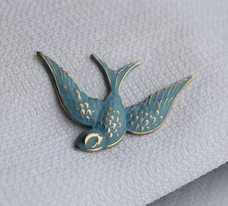 Swallow Bird Brooch, Sky Blue Bird, Bluebird Brooch, Pin Badge Cornflower Blue 1950S Fifties Retro Brooch, FEATHERED BIRD BROOCH image 5