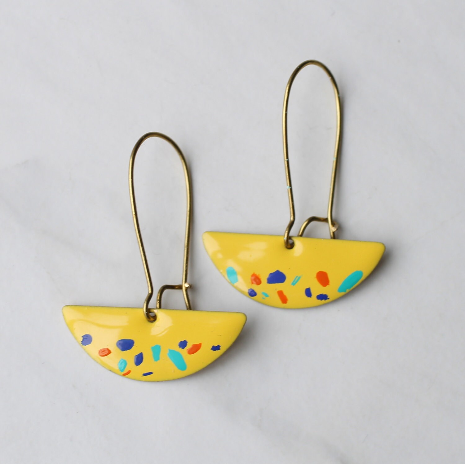Pop Art Earrings Yellow Earrings 80s Earrings Eighties Etsy