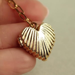 Collar con foto y medallón de corazón dorado: colgante de concha personalizado con fotos LKGP-331