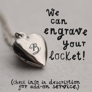 Silver Tiny Locket Necklace, Heart Locket with Photos, Personalised Photo Necklace, Custom Engraved Locket Initial Pendant TINY HEART SILVER zdjęcie 3