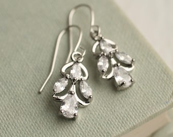 Boucles d'oreilles de mariée Art nouveau : bijoux de mariage en argent Art déco