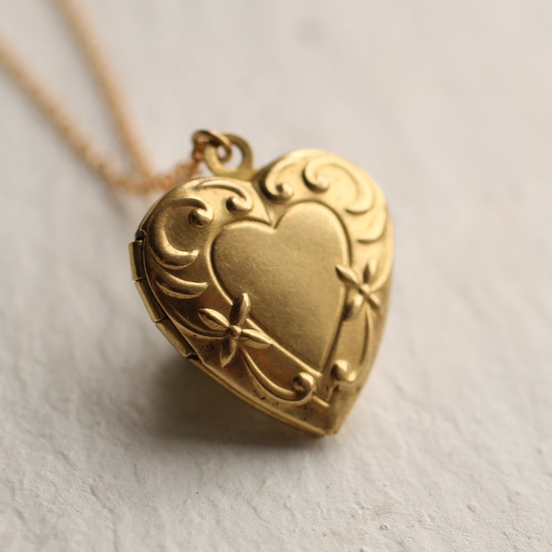 Heart Locket Necklace With Photo Gold Initial Locket Art Etsy