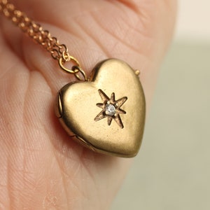 Gold Star Locket with Photos, Tiny Locket Necklace, Personalised Photo Necklace, Best Friend Engraved Photo Locket, COMPASS HEART LOCKET image 1