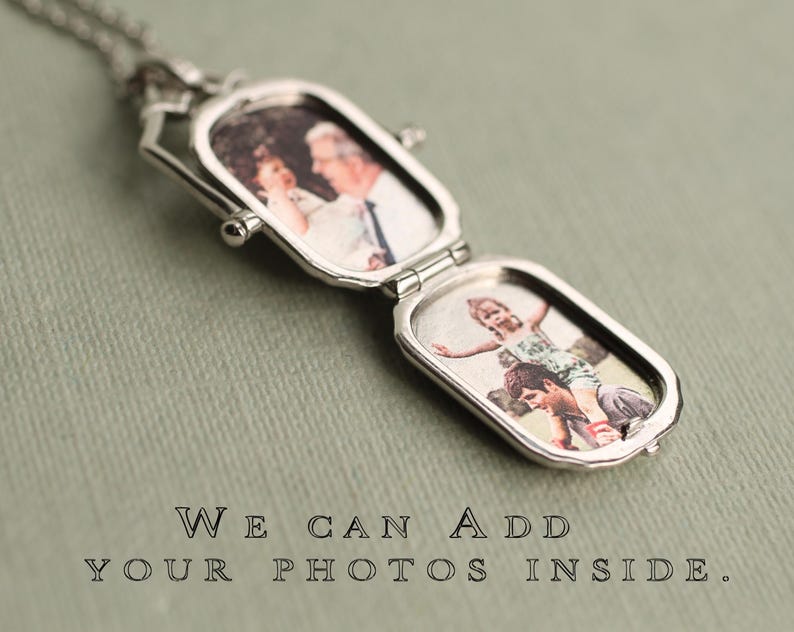 Sterling Silver Victorian Photo Locket : Personalized Memorial Necklace Pendant LKST-7 image 3