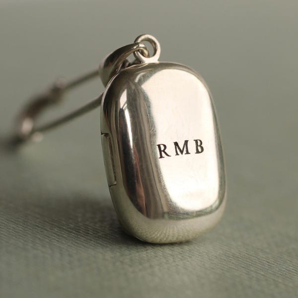 Personalized Sterling Silver Photo Locket Brooch: Bridal Bouquet Pin, Memorial Gift for Wedding, LKST-20