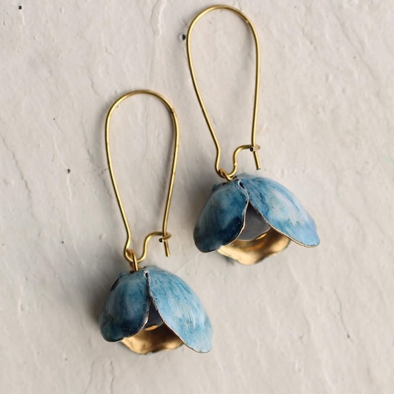 Bluebell Flower Earrings: Blue Earrings, Hand Enamelled in Scotland
