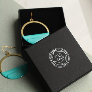 Turquoise Blue Hoop Earrings, Aqua Statement Earrings, Real Gold Leaf, Sea Green Ocean, Kintsugi Gift Idea, TURQ KINTSUGI HOOP image 6