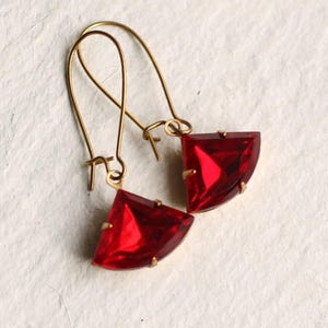 Ruby Art Deco Earrings, Red Garnet Earrings, Jewel Earrings, Garnet Earrings, July Birthday Gift,  January Birth stone, RUBY DECO EARRINGS