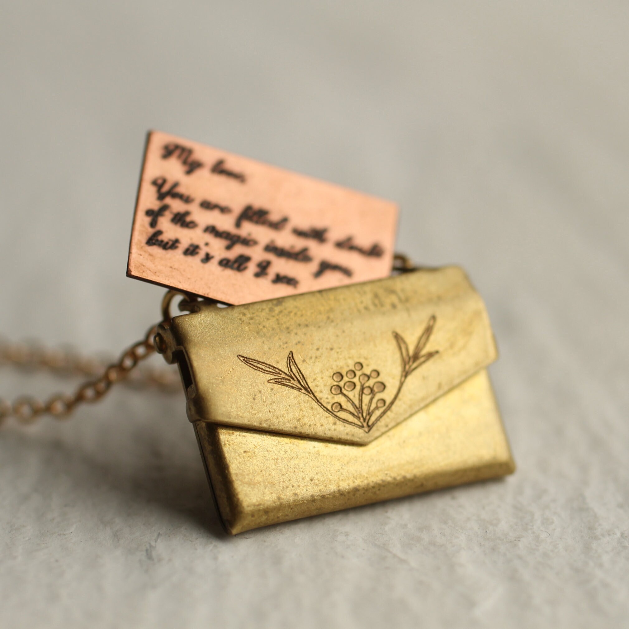 Personalized Envelope Locket Necklace 