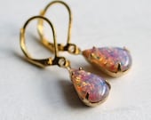 Pink Opal Earrings, Vintage Opal Earrings, October Birthstone, Birthstone Jewelry, Gift for her, Birthday Gift, POE TD