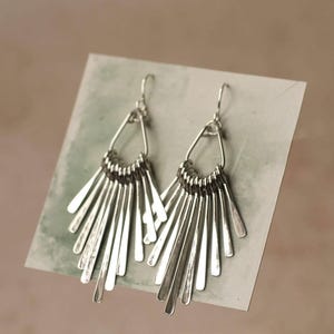 Gold Fringe Earrings: Statement Chandelier Brass Earrings for Party, Art Deco Jewelry image 9