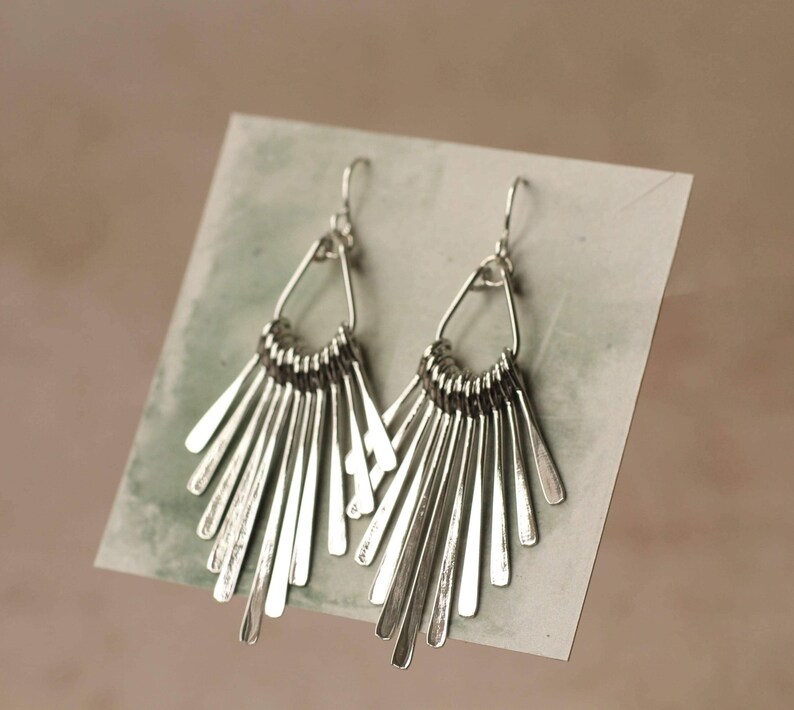 Gold Fringe Earrings: Statement Chandelier Brass Earrings for Party, Art Deco Jewelry image 9