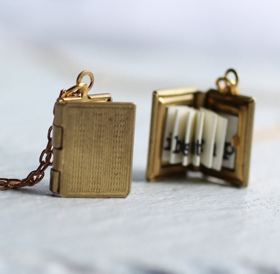Book Locket Personalized Necklace Message Locket Customized Etsy