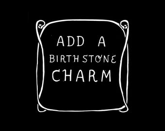 誕生石チャーム：スターリングシルバーまたはゴールドヴェルメイユ、パーソナライズロケットアドオン