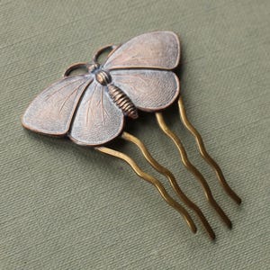 Bridal Butterfly Hair Comb Clip, Opal White Blue Vintage Bohemian Bridesmaid Hair Accessory, Festival Woodland Decoration, MOTH HAIR COMB