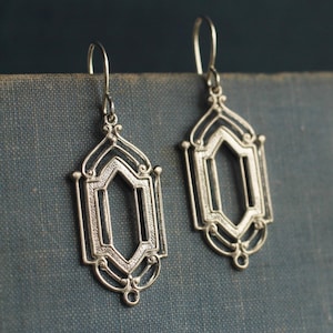 Art Deco Silver Earrings: 1920s Dainty Drop Earrings