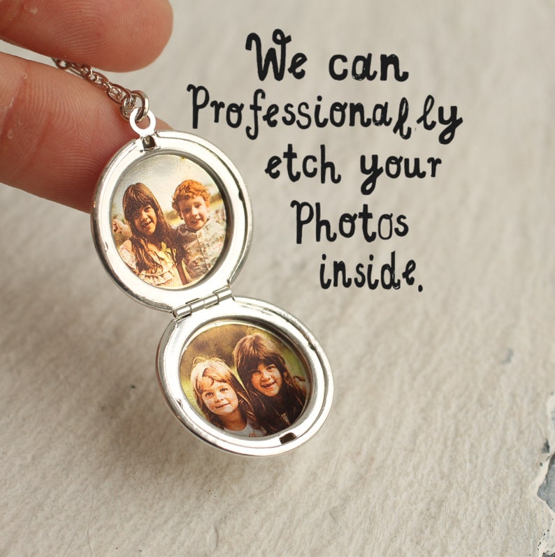 Silver Locket with Photos, Personalised Photo Locket, Simple Silver Locket, Engraved Necklace, Memorial Necklace Locket, MEDIUM SILVER ROUND image 3