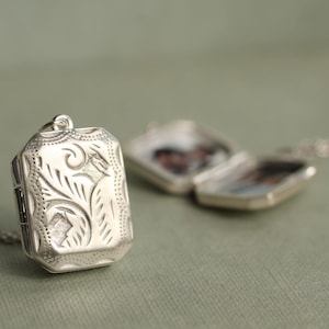 Victorian Sterling Silver Locket Necklace: Personalized Photo Keepsake, LKST-52