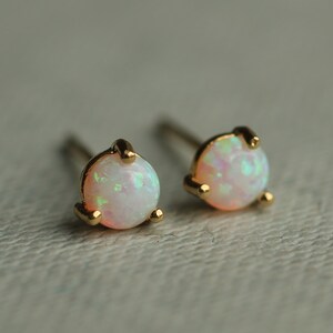 Opal Stud Earrings, Tiny Opal Studs, Delicate Earrings, October Birthstone Earrings, Earrings for Daughter, TINY OPAL STUDS Type 1